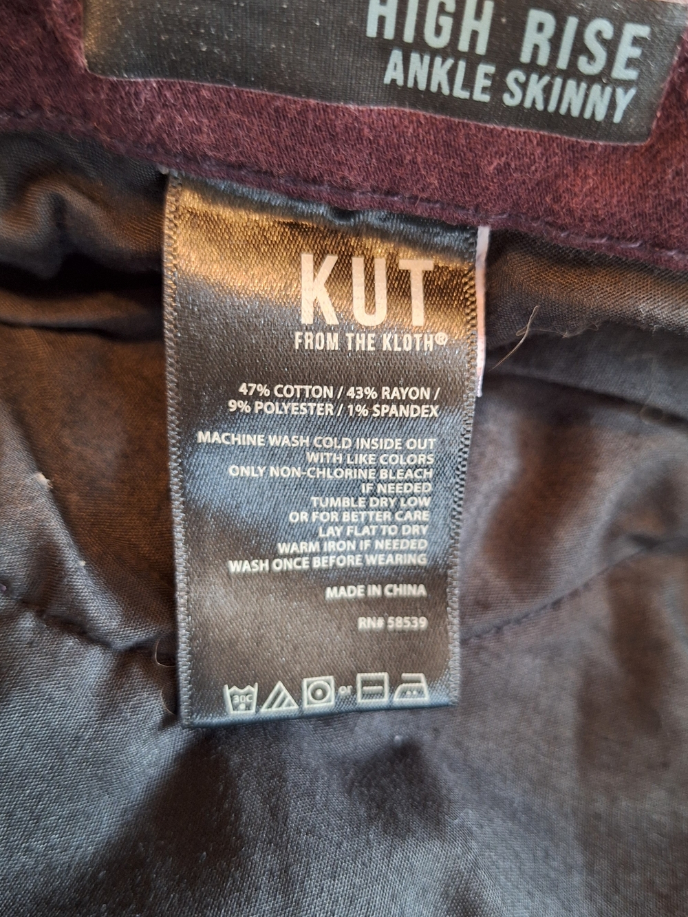Kut from the Kloth Women's High Rise Ankle Skinny Jeans in Plum Eggplant - Picture 12 of 13